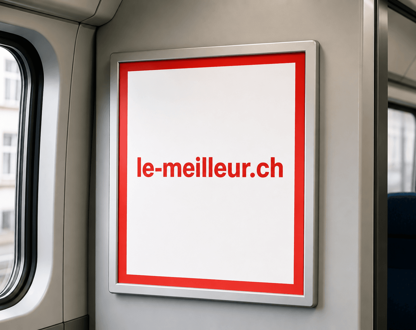 Affiche le-meilleur.ch dans un train CFF